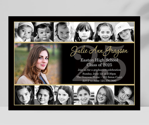 school-years-twelve-photo-collage-graduation-announcement-black-gold