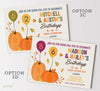 2, 3 or 4 Child Pumpkin Fall Birthday Invitation