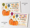 2, 3 or 4 Child Pumpkin Fall Birthday Invitation