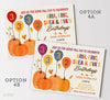 2, 3 or 4 Child Pumpkin Fall Birthday Invitation