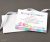 bird baby shower invitation with pink and teal colors and patterns, printed on cardstock