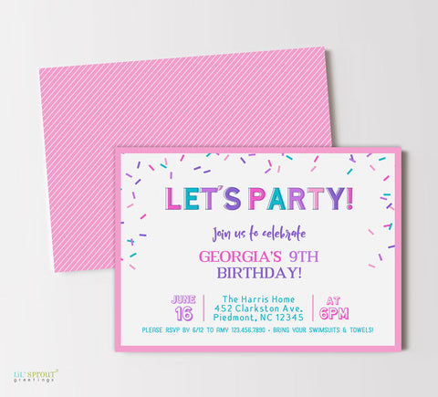 Confetti Girl Birthday Invitations