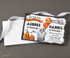 joint birthday invitation with halloween theme, ghosts, orange pumpkins and balloons, black border, printed on cardstock