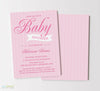 Pink Stripes Girl Baby Shower Invitation