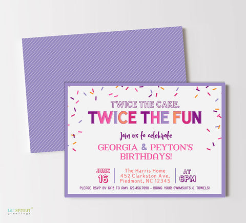 Twice The Fun Joint Birthday Party Invitations