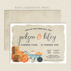 Wheelbarrow Rustic Fall Birthday Invitation | Lil' Sprout Greetings