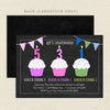 triple cupcake three child invitation